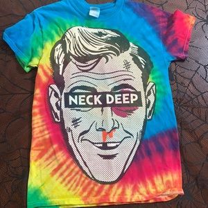 Rainbow tie dye neck deep shirt